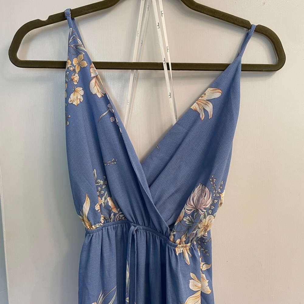 Lulu’s Light Blue Floral Maxi Dress Size M - Picture 3 of 7